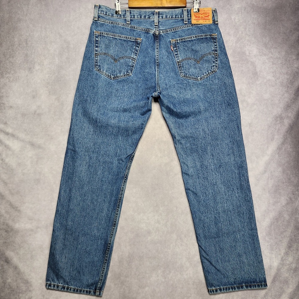 Levis 505 Regular Fit Mens Blue Denim Jeans 38x32 Medium Wash Straight Leg